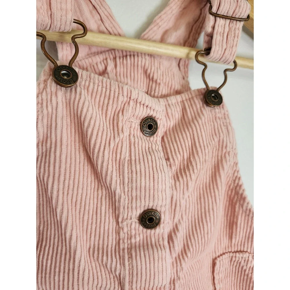 OshKosh B'gosh Pink Corduroy Overall Dress 18M Baby Girl Button Front Cotton